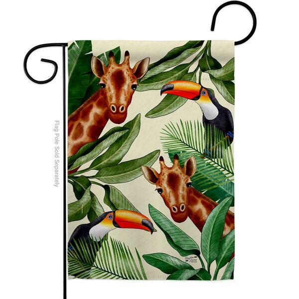 Patio Trasero Giraffe Toucan Animals Wildlife 13 x 18.5 in. Double-Sided Decorative Vertical Garden Flags for PA3914823